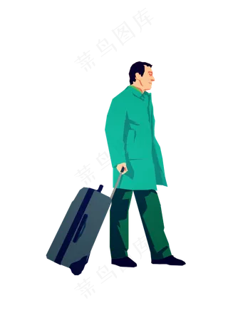 春分提行李箱的男人,免抠元素