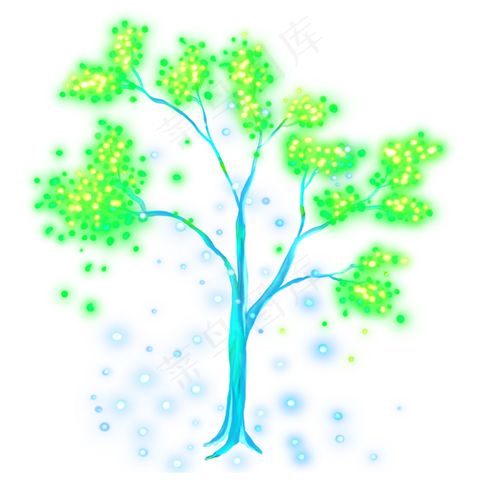 光感彩色荧光唯美大树,免抠元素(2000X2000(DPI:300))psd模版下载