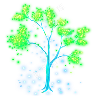 光感彩色荧光唯美大树,免抠元素