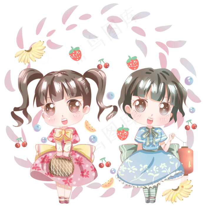姐妹水果派对庆春节(2500X2500(DPI:400))psd模版下载