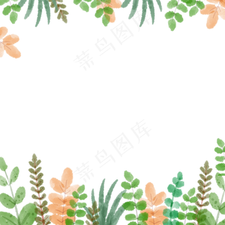 淡彩植物装饰框png免抠图