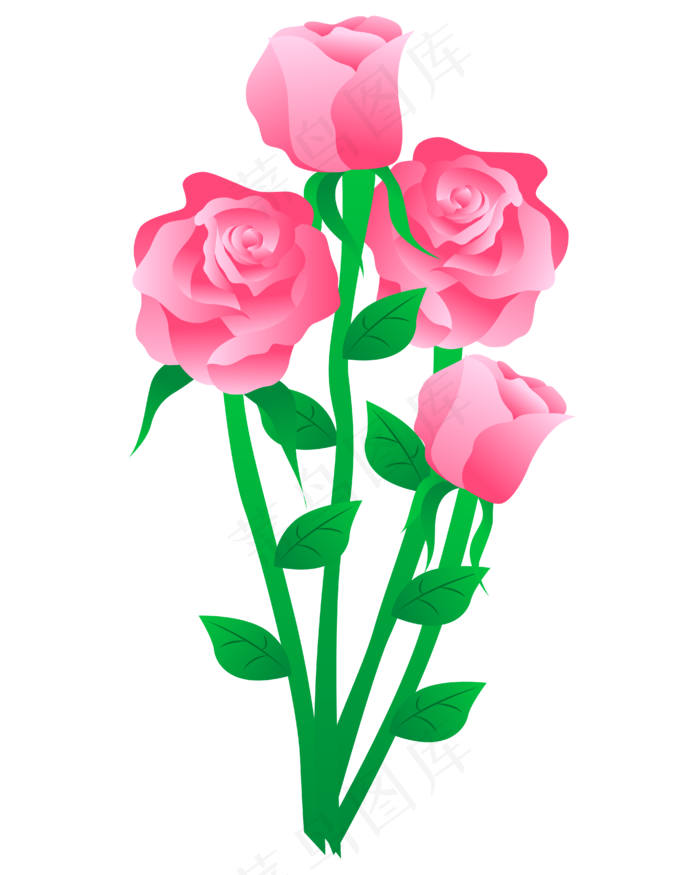 矢量卡通玫瑰花水墨花卉(4167*5208px 300 dpi )ai矢量模版下载