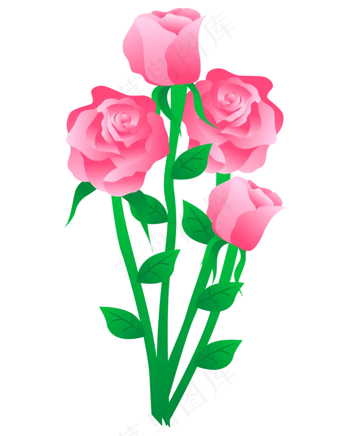 矢量卡通玫瑰花水墨花卉