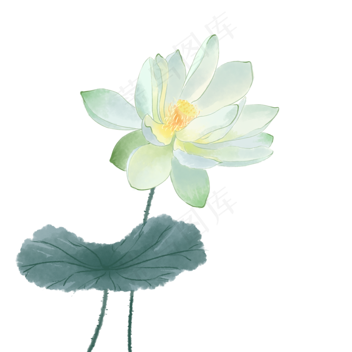 中国风荷花水彩画