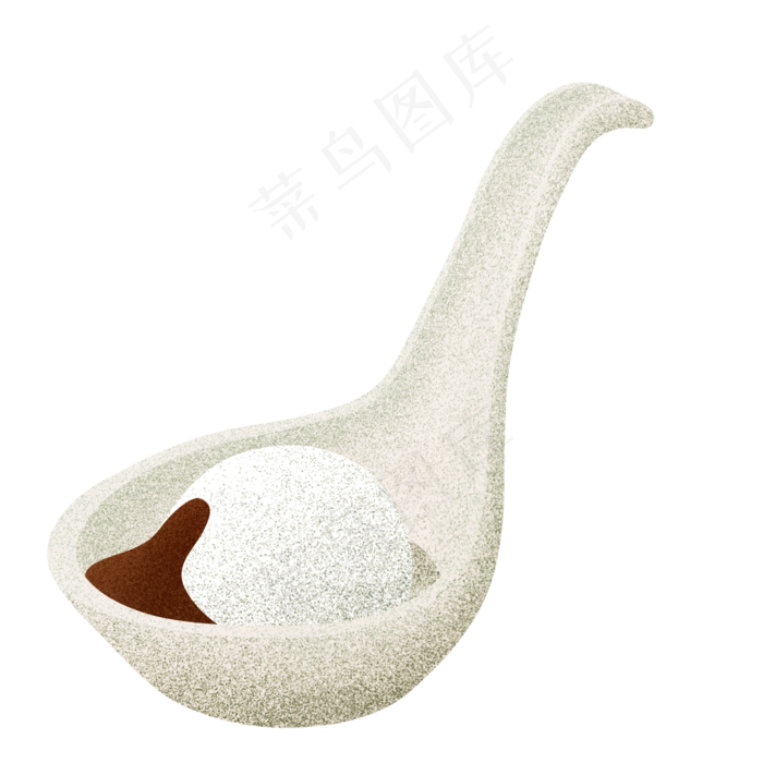 米白色卡通汤圆勺子下载,免抠元素