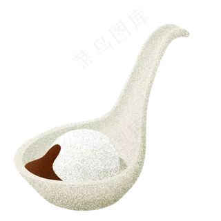 米白色卡通汤圆勺子下载,免抠元素