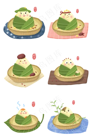 端午节快乐可爱粽子们拟人