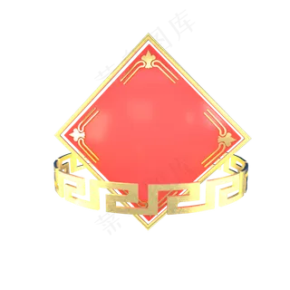 红色金色中国风菱形舞台,免抠元素