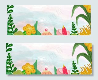 小清新春天美妆护肤banner手绘