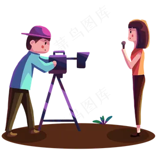 记者现场报道手绘免抠元素