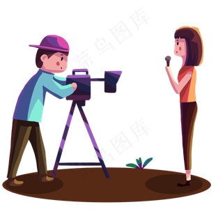 记者现场报道手绘免抠元素