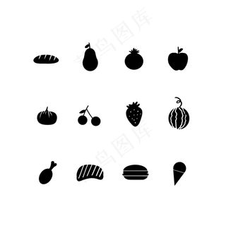 图标黑白食物图标