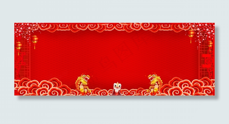 2018跨年红色中国风边框banner