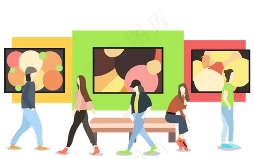 美术馆艺术品展览波普撞色当代,免抠元素