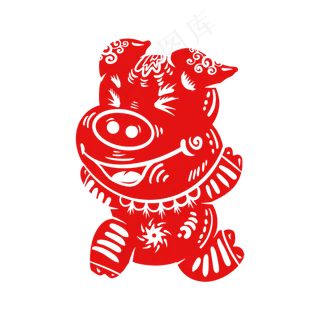 2019新年卡通奔跑剪纸猪,免抠元素 2019新年卡通奔跑剪纸猪,免抠元素
