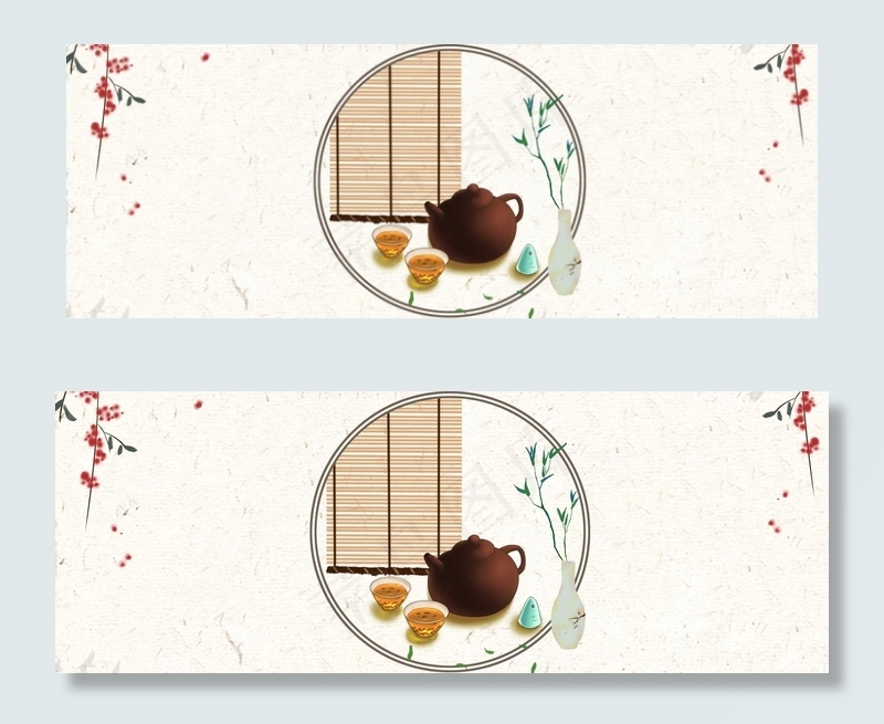茶艺古风灰色海报背景banner