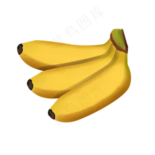 三根黄色手绘写实香蕉psd免抠图