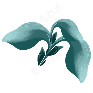 一片创意蓝色水彩叶子免抠图