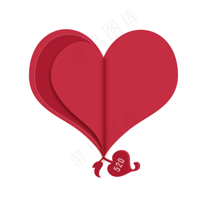 情人节玫红色心形png标签