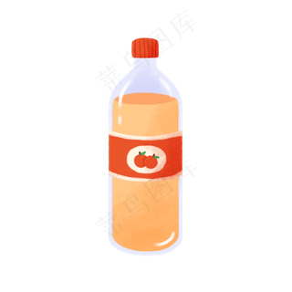 一瓶手绘的苹果汁