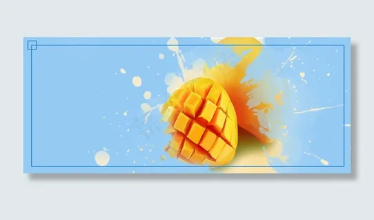 芒果笔刷简约蓝色banner