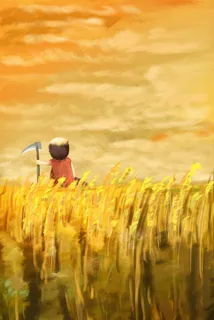 油画站在麦田的人 油画站在麦田的人