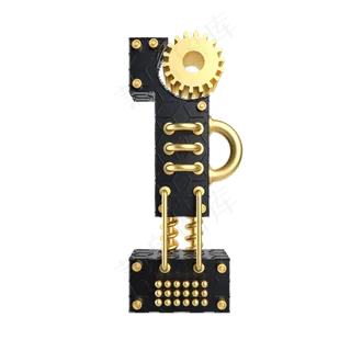 黑金质感倒计时数字1