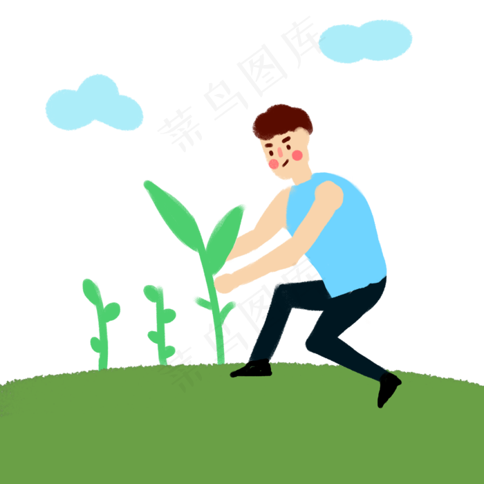 植树节男生在种树苗(4167X4167(DPI:200))psd模版下载