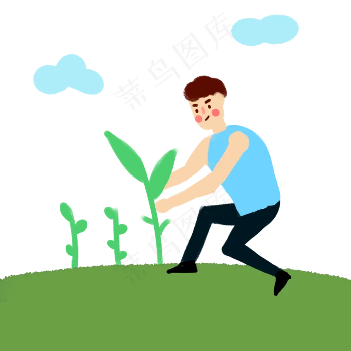 植树节男生在种树苗(4167X4167(DPI:200))psd模版下载