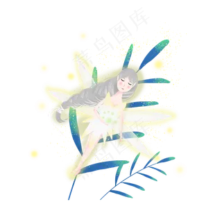 在树叶上睡着的小精灵