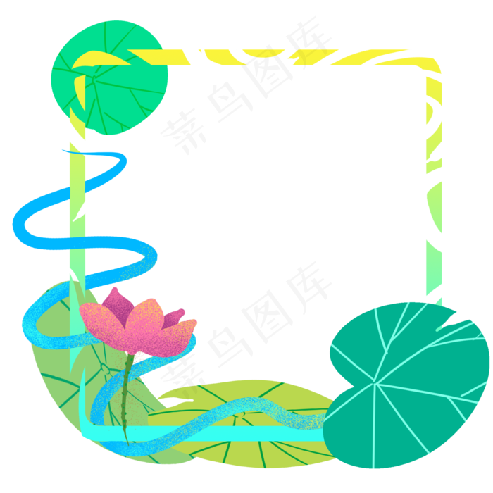 夏季荷花边框(2000X2000(DPI:300))psd模版下载