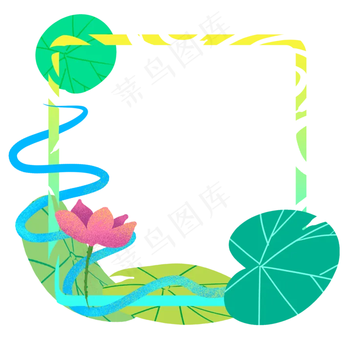 夏季荷花边框(2000X2000(DPI:300))psd模版下载