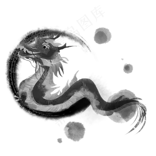 水墨龙古风素材,免抠元素