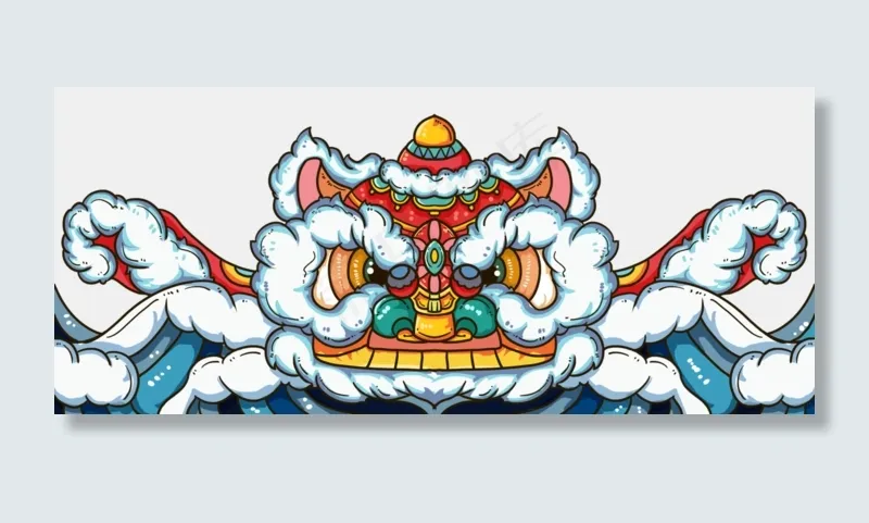 国风新年舞狮子,免抠元素