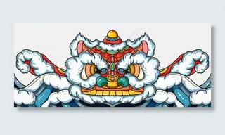 国风新年舞狮子,免抠元素