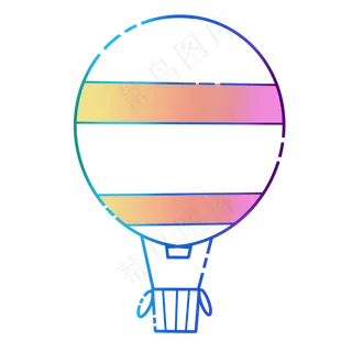 七彩元素交通图标热气球,免抠元素