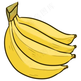 一大串手绘水果香蕉