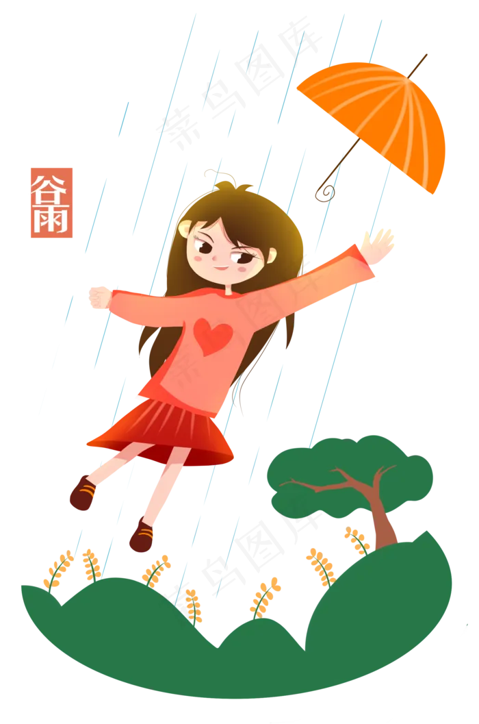 谷雨跳舞的小女孩(2000X3020(DPI:299))psd模版下载