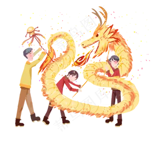 元宵节舞龙灯闹元宵,免抠元素