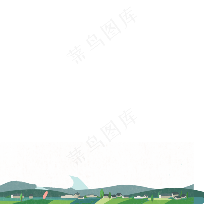 卡通绿色城市免抠图