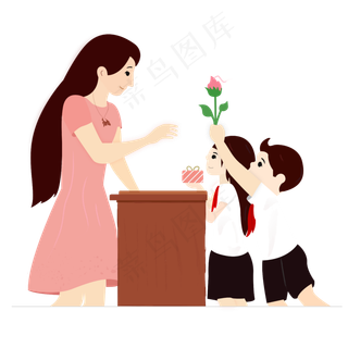 教师节学生送花给老师