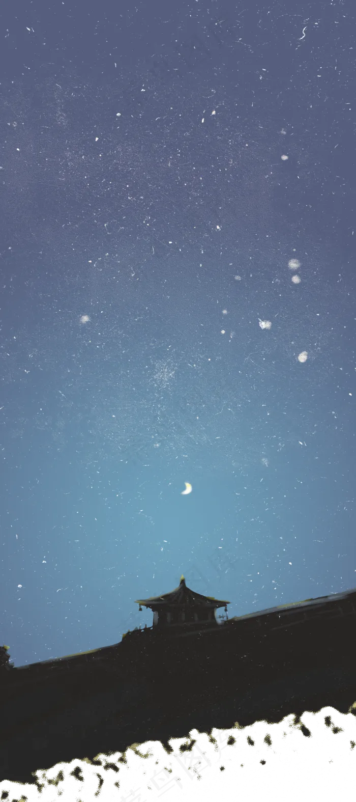 中国风手绘紫禁城装饰边框,免抠元素(2000*4500px 300 dpi )psd模版下载