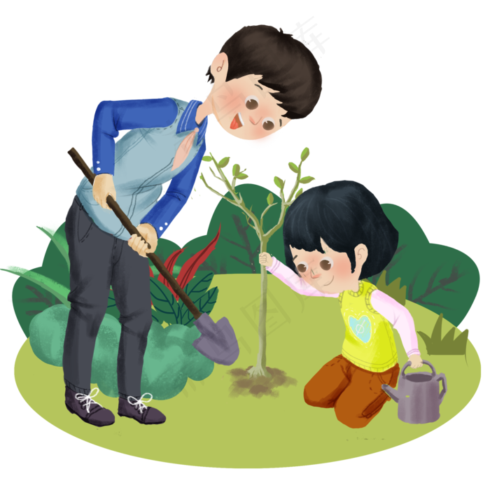 植树节种树的情侣