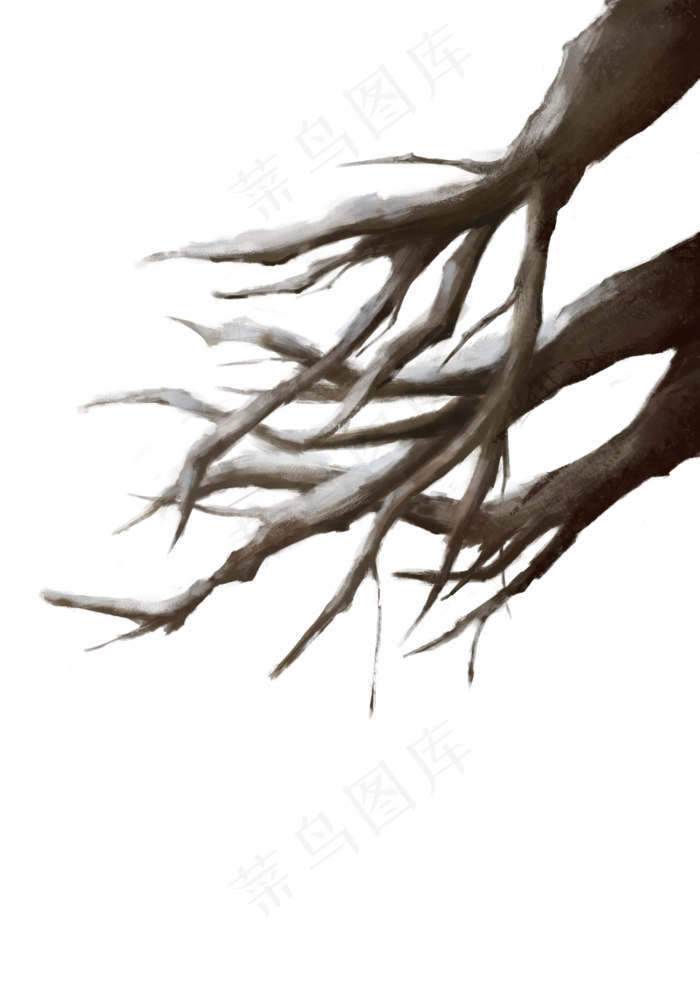 冬天落雪的树枝(2480X3508(DPI:300))psd模版下载