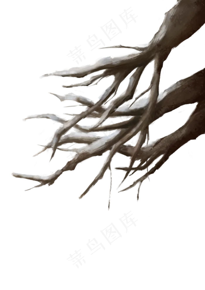 冬天落雪的树枝(2480X3508(DPI:300))psd模版下载