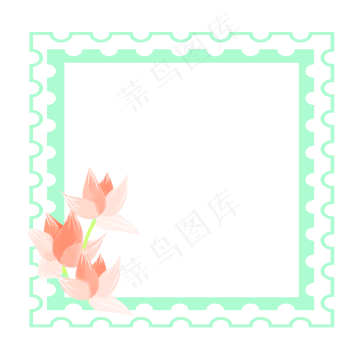 春夏荷花边框png素材(2000X2000(DPI:300))psd模版下载