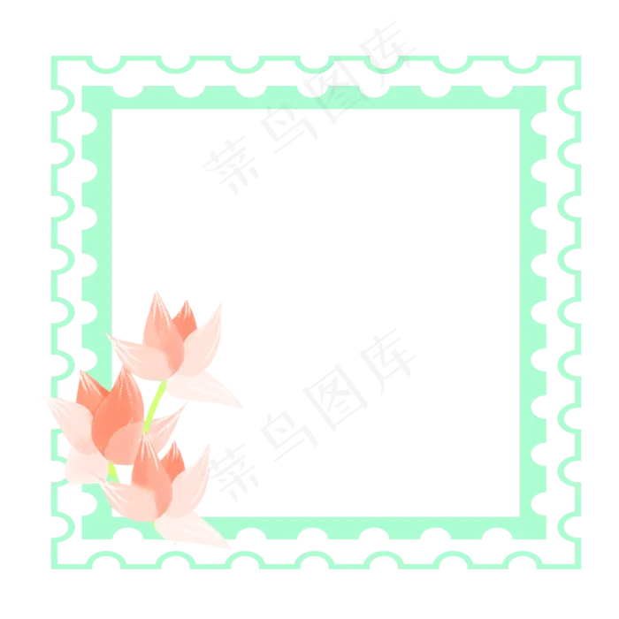春夏荷花边框png素材(2000X2000(DPI:300))psd模版下载