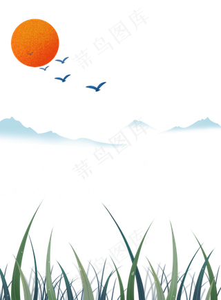 手绘白露节气风景下载,免抠元素