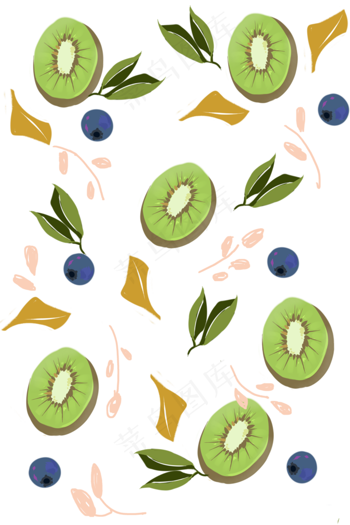 水果可爱印花奇异果猕猴桃底纹背,免抠元素