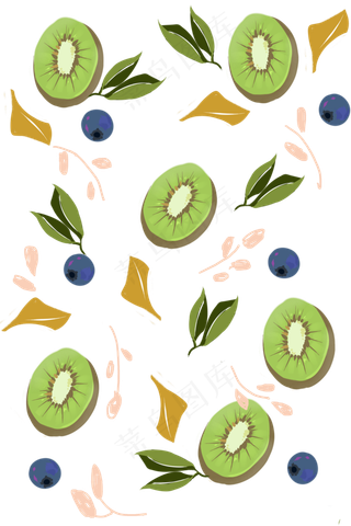 水果可爱印花奇异果猕猴桃底纹背,免抠元素